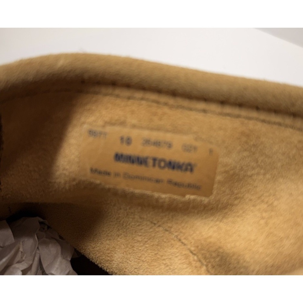 Minnetonka Brown Suede Moccasins, Size 10 with Fringed Booties and Zip Ankle - Picture 3 of 4